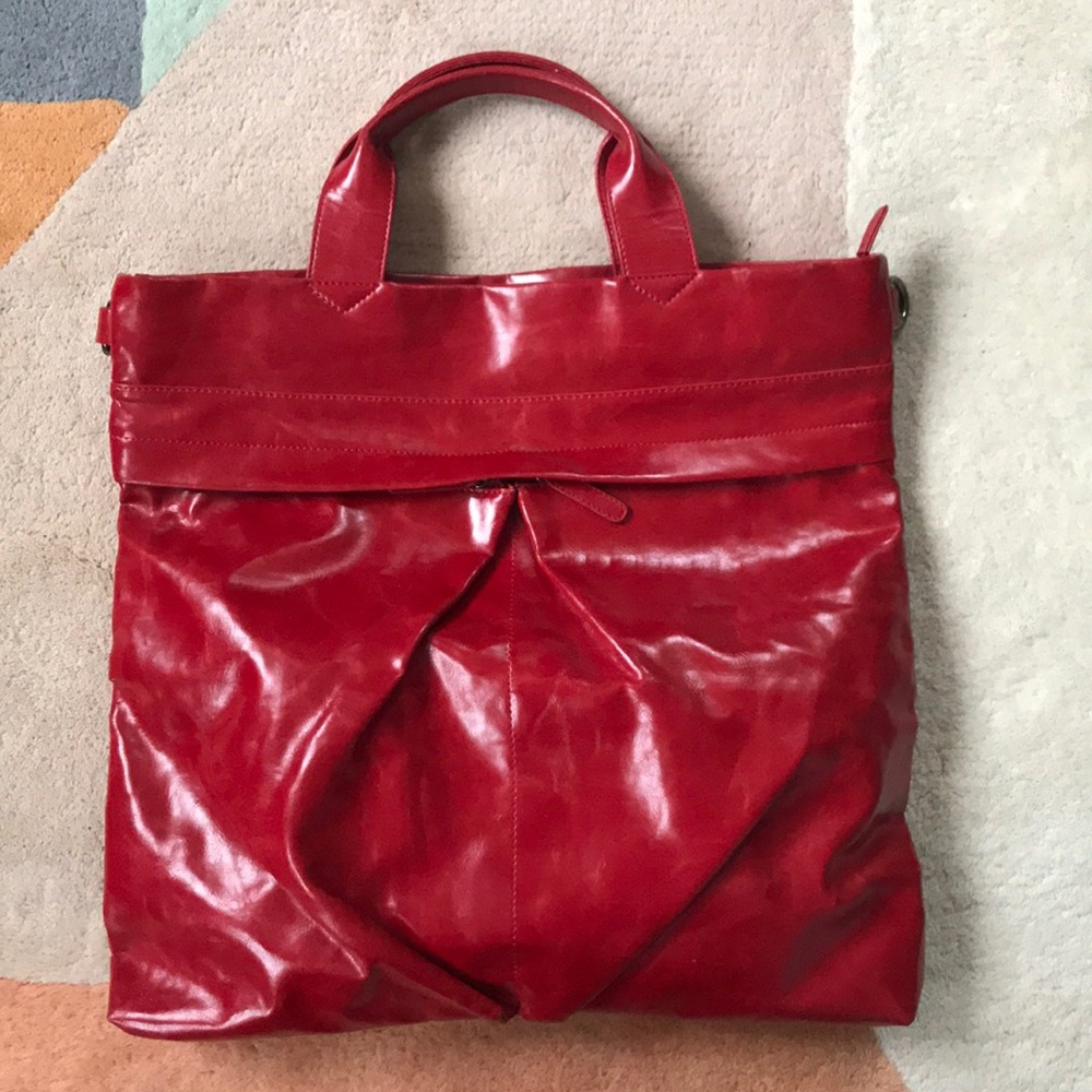 Red Leather Crossbody Brief